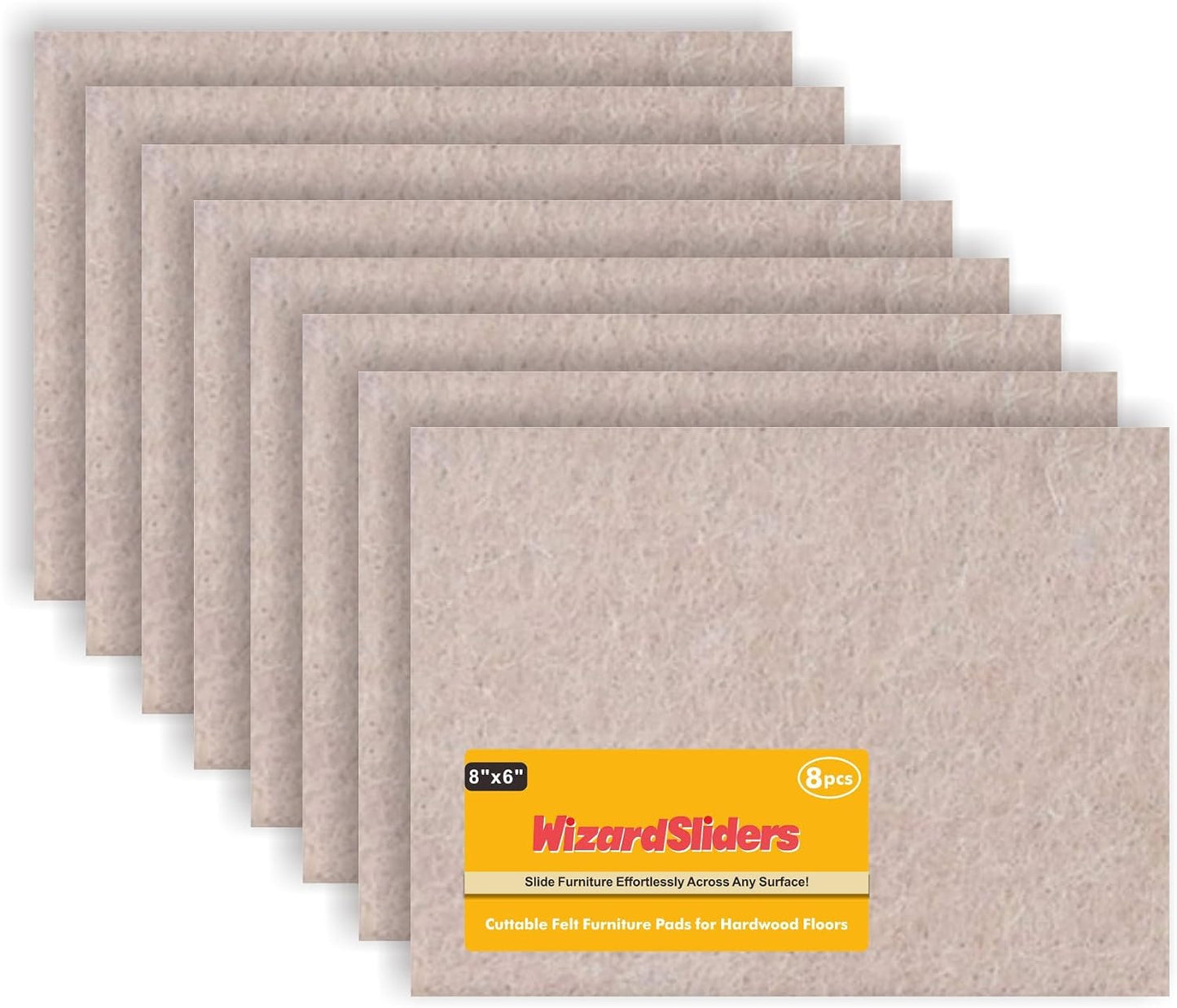 Felt Furniture Pads Self-Adhesive for Hardwood Floors, 8pcs 8" x 6" x 1/5" Cuttable Furniture Pads Square Furniture Movers, Floor Protector Cut into Any Shape, Beige