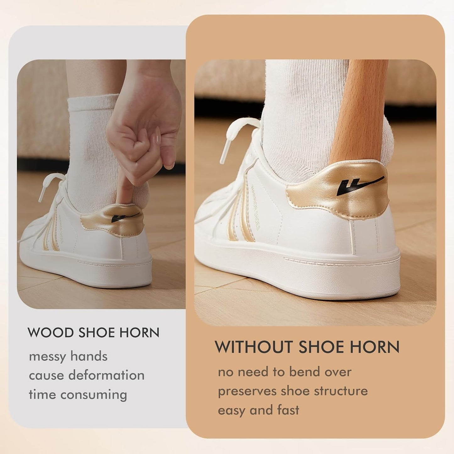 CHOSIN Shoe Horn for Kids Men Women, Portable Shoe Spoon Boot Horn Helper, 2pcs wooden shoehorn for Home or Travel