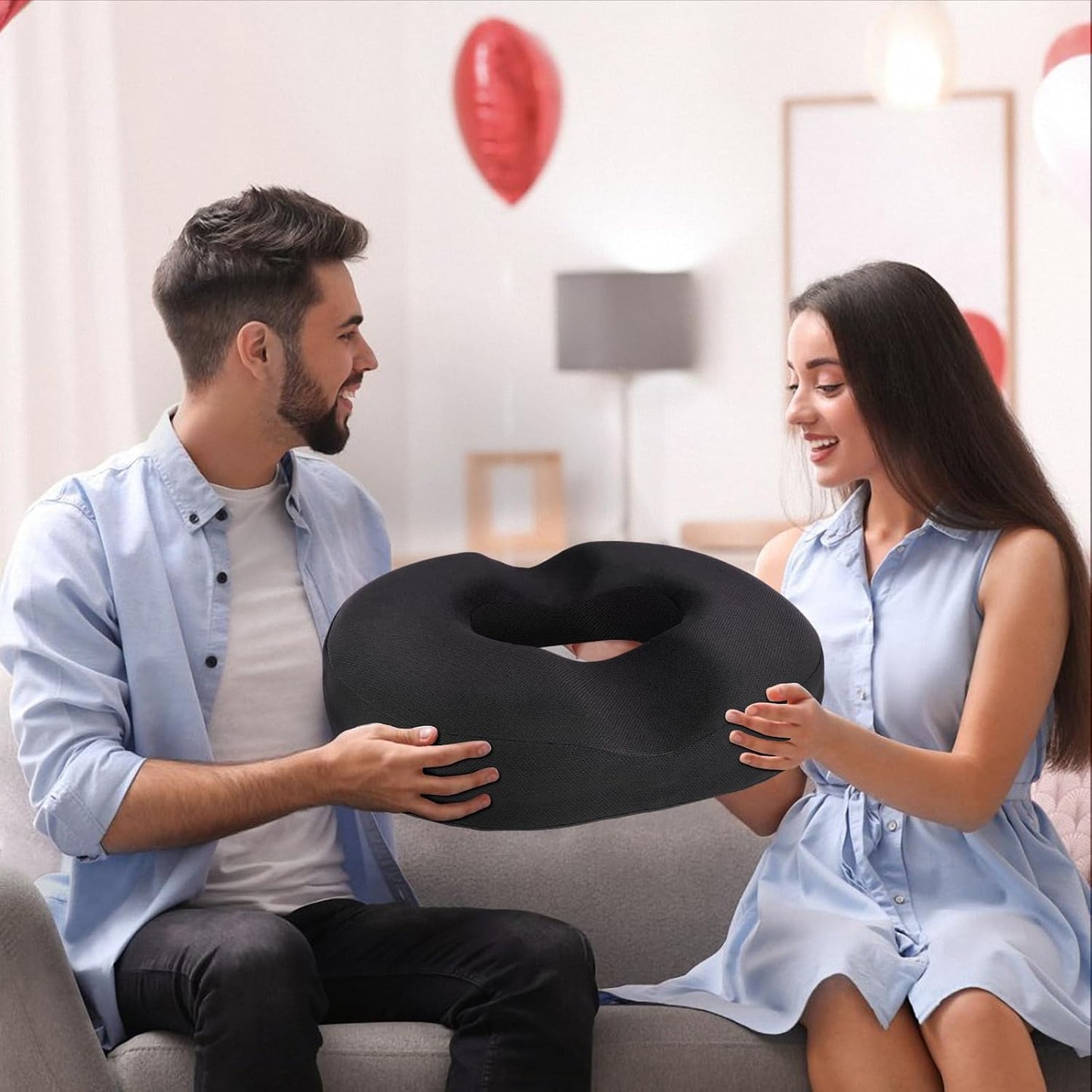 BlissTrends Donut Pillow Seat Cushion, Memory Foam Lifting Cushions(Black) | Donut Chair Cushions for Postpartum Pregnancy & Hemorrhoids,Tailbone Pain Relief Cushion for Office&Home Chairs