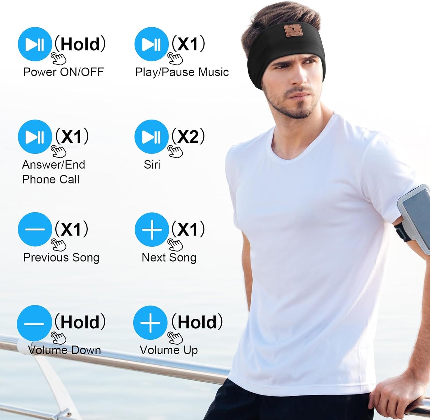 2-Pack Sleeping Headphones Wireless Bluetooth 5.4, Headband Headphones with Ultra-Thin Speakers, Bluetooth Headband for Side Sleepers, Running, Workout, Insomniac, Travel, Meditation（Black&Grey）