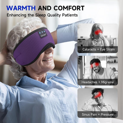 TOPOINT Sleep Mask Headphones Bluetooth Wireless 5.4, Breathable Cotton Eye Mask for Sleeping Side Sleepers Travel Music Headsets with Microphone Handsfree Men Women