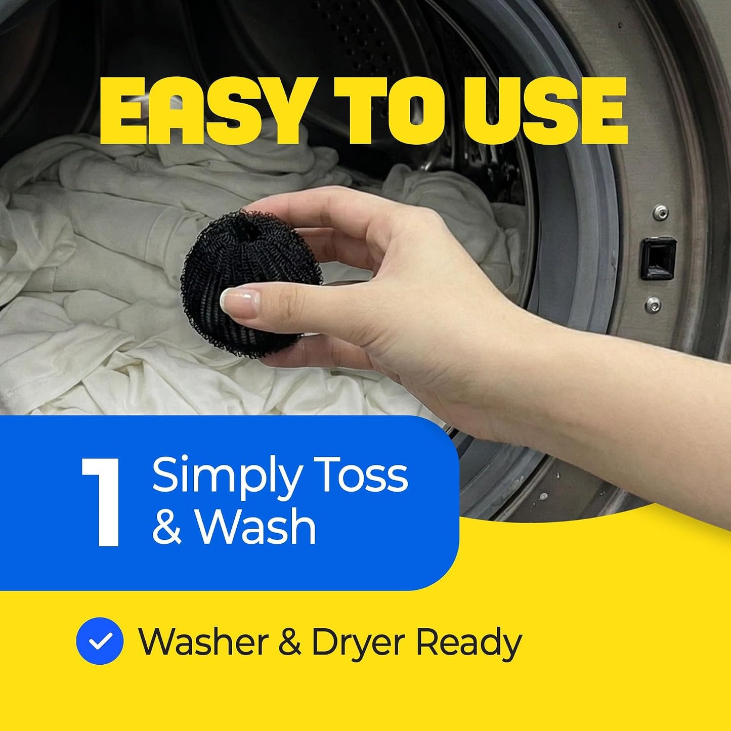 HASHI 12 Pack 2.3 Inch Pet Hair Remover for Laundry, Reusable Washing Machine and Dryer Balls, Dog and Cat Fur Lint Catcher for Clothes and Bedding, Gentle on Fabrics, Prevents Tangling, Black