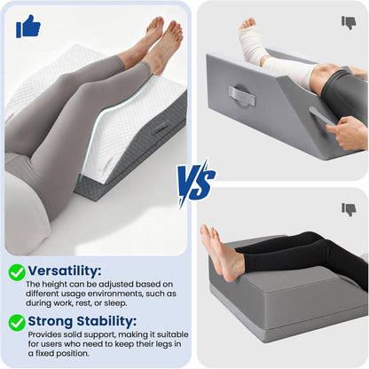 Elevation Pillows for Leg After Surgery, Memory Foam Adjustable Wedge Pillow for Injury or Rest, Ankle Pillow for Sleeping Blood Circulation Grey/Double Leg