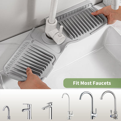 24 Inch Longer Silicone Faucet Mat, 7°Slope Fast Self-draining | Faucet Mat for Kitchen Sink, Silicone Sink Splash Guard, Fast Drying Tidy Faucet Mat Splash Guard