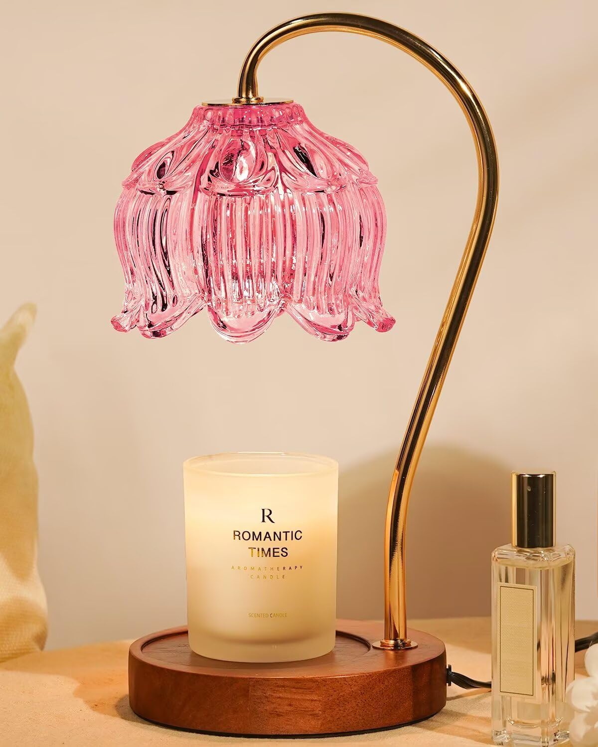 Funistree Flower Candle Warmer Lamp with Timer, Dimmable Candle Lamp Warmer, Christmas Birthday Gifts for Women Mom Her, Housewarming Home Decor, Lotus Wax Warmer for Yankee Candles - Lily Amber