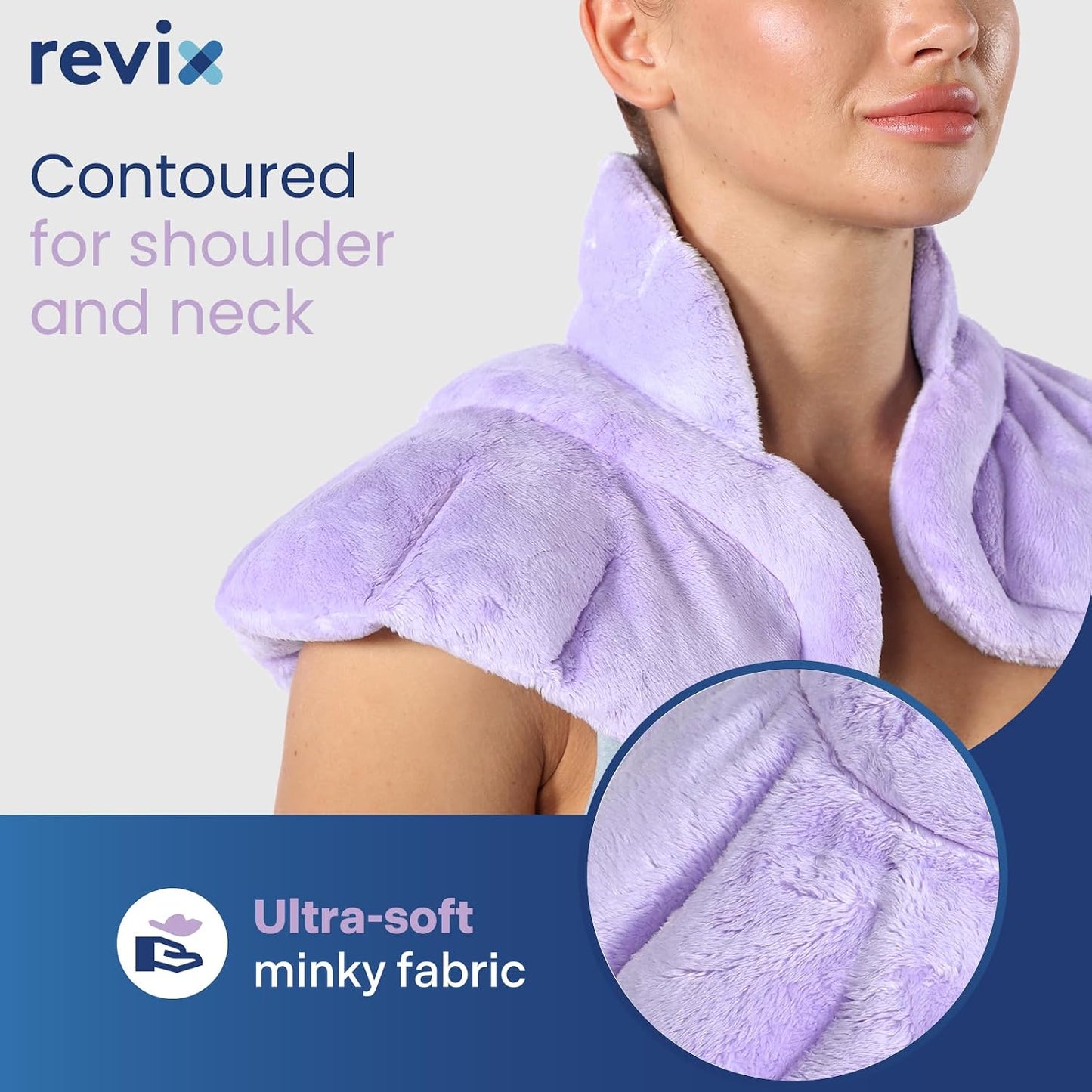 REVIX Microwave Heating Pad for Neck and Shoulders Back, Microwavable Heated Neck Wrap Warmer with Moist Heat, Lavender Aromatherapy Hot and Cold Pack