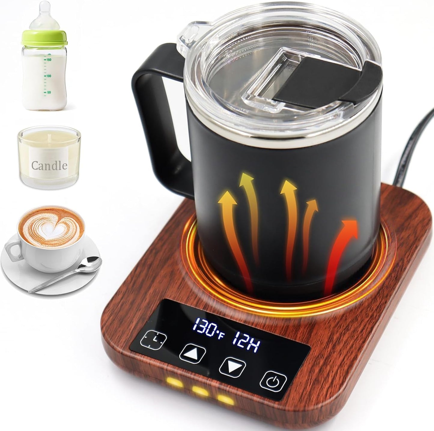 Coffee Mug Warmer, 9 Temp, 1-12H Timer Smart Electric, Auto Shut Off | Candle Warmer, Cup Warmer for Desk, Candle Warmer Plate Candle Melter, Heated Coffee Mug, Charging Coaster