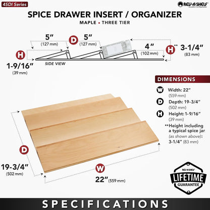 Rev-A-Shelf Walnut Trim-to-Fit Spice Drawer Insert Organizer