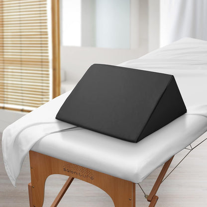 Saloniture Triangle Wedge Massage Table Bolster Under-Knee Pillow, Extra Large - 19 x 12 x 20 x 15.5 Inch - Black