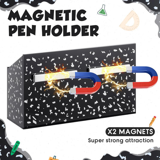 Tenceur Magnetic Dry Erase Marker Holder Acrylic Magnetic Pen Holder Whiteboard Marker Organizer for Whiteboard Fridge Refrigerator Locker Accessories Office Home Pen Storage(Checkered)