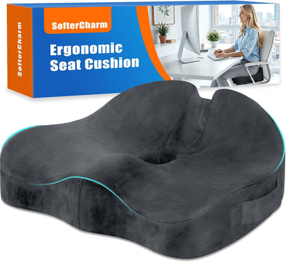Memory Foam Seat Cushion for Office Chair & Car Seat, Black