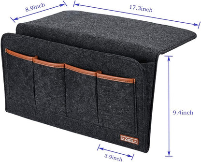 Zafit Bedside Caddy, Large Size Bedside Storage Organizer Bedside Organizer Caddy for Magazine Remotes Phone (13.4'' x 18.1'' Plus Size, Dark Grey)