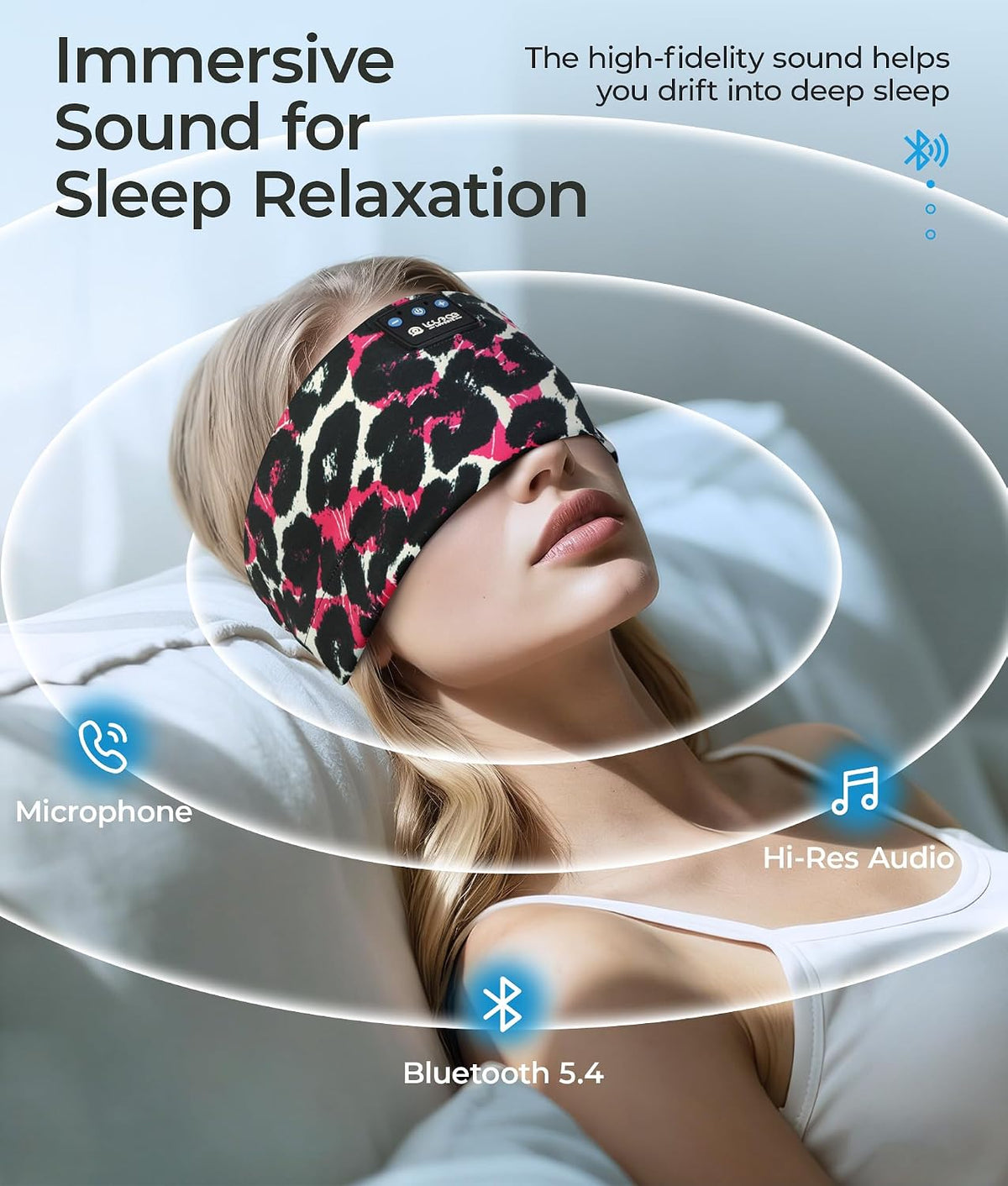 LOVE EYE Wireless Bluetooth 5.4 Sleep Headband Headphones for Side Sleeper
