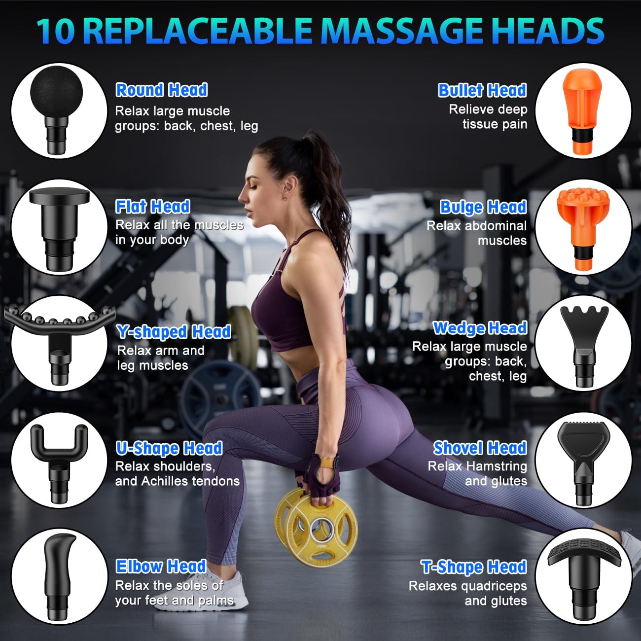 TOLOCO Massage Gun, Deep Tissue Back Massage for Athletes for Pain Relief, Percussion Massager with 10 Massages Heads & Silent Brushless Motor, Relaxation Gifts for Men Women, Black