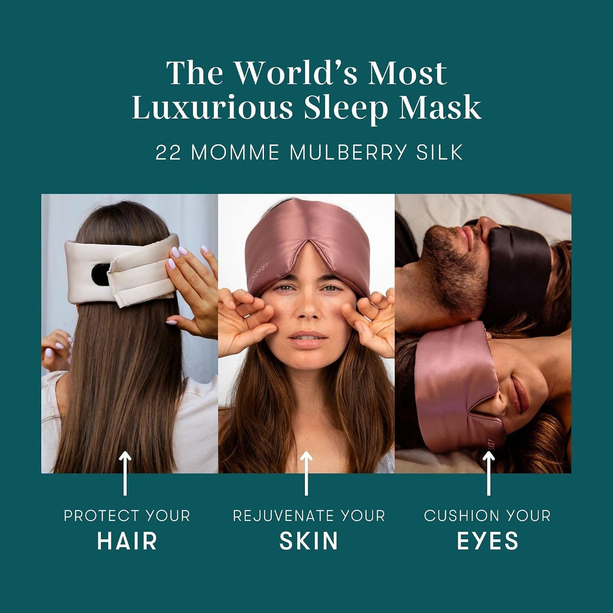 DROWSY Silk Sleep Mask - Face-Hugging, Padded Cocoon for Luxury Sleep in Total Darkness - 100% Pure Mulberry Silk, Skin-Hydrating & Adjustable (Midnight Blue)