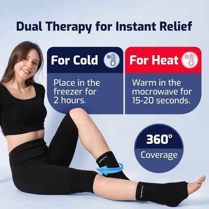 Ankle Ice Pack Wrap for Foot Pain, Hot/Cold Compression Sleeve Medium