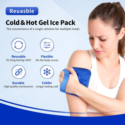 Gel Ice Packs for Injuries Reusable 2 Packs Hot Cold Gel Wrap with Strap