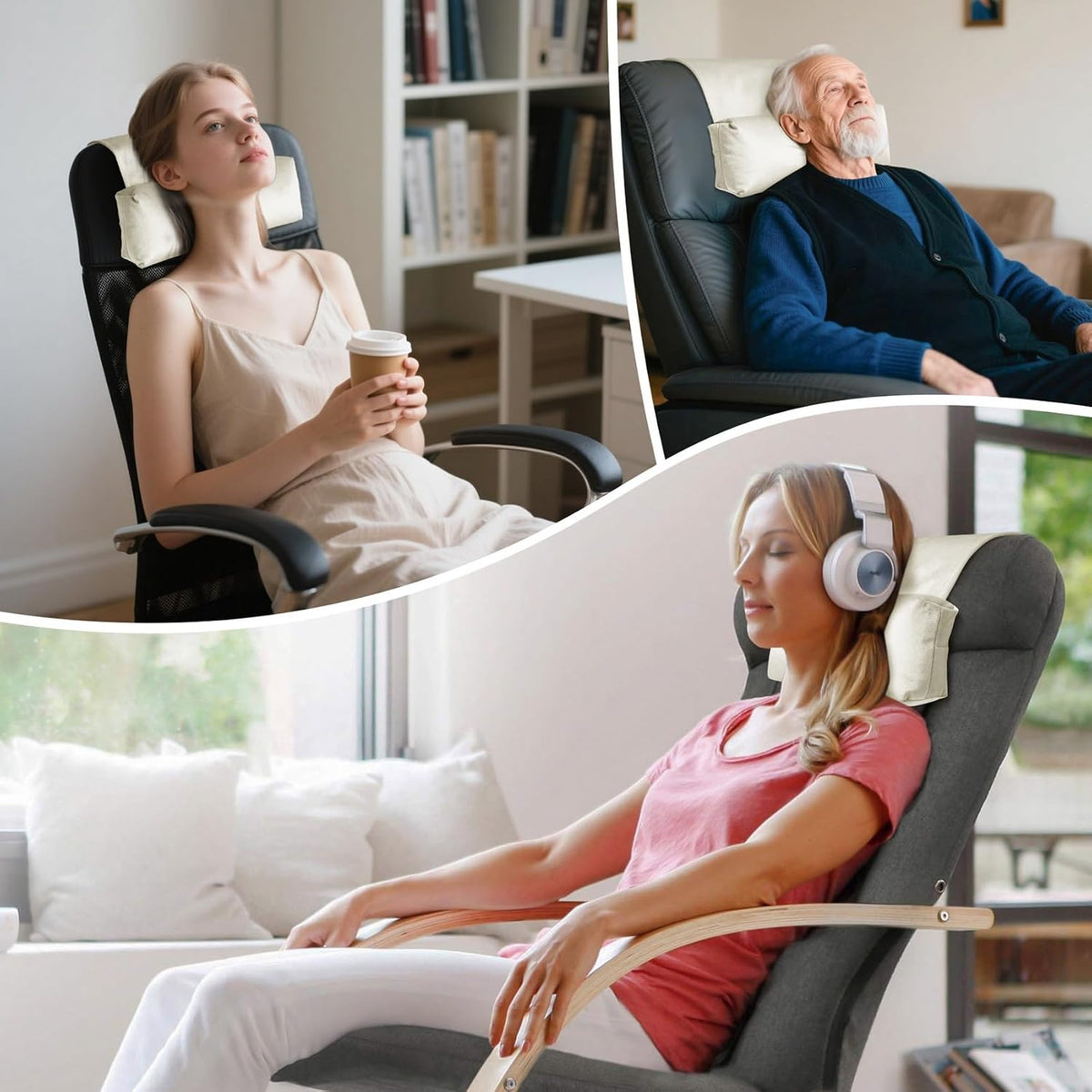 WdFour Velvet Neck & Head Pillow for Recliner Chair, Small Ergonomic Cervical Support Pillow for Home, Office and Travel, Non-Slip Cushion for Tension Relief & Shoulder Comfort (Chocolate)