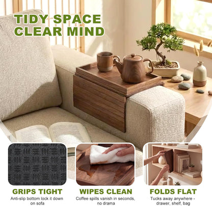 Sofa Arm Tray, Fits 6.5"+ Couch Armrest, Foldable Bamboo Large Storage Tray | Sturdy 12.5" x 5.8" Storage Compartment, Portable Chair Couch Caddy Arm Tray, For Cup TV Snacks Phone
