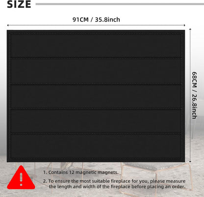 36"×27" Magnent Fireplace Cover,Fireplace Blocker Blanket for Stop Heat Loss and Save Enegry,Indoor Fireplace Draft Stopper with Built-in 12 Strong Magnet for Iron Fireplace Frame