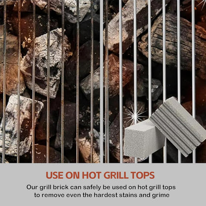 3-Pack Grill Pumice Stone Cleaning Kit with Heat-Resistant Handle | Pumice Grill Brick, Reusable Griddle & BBQ Scrubber, Stain Removal