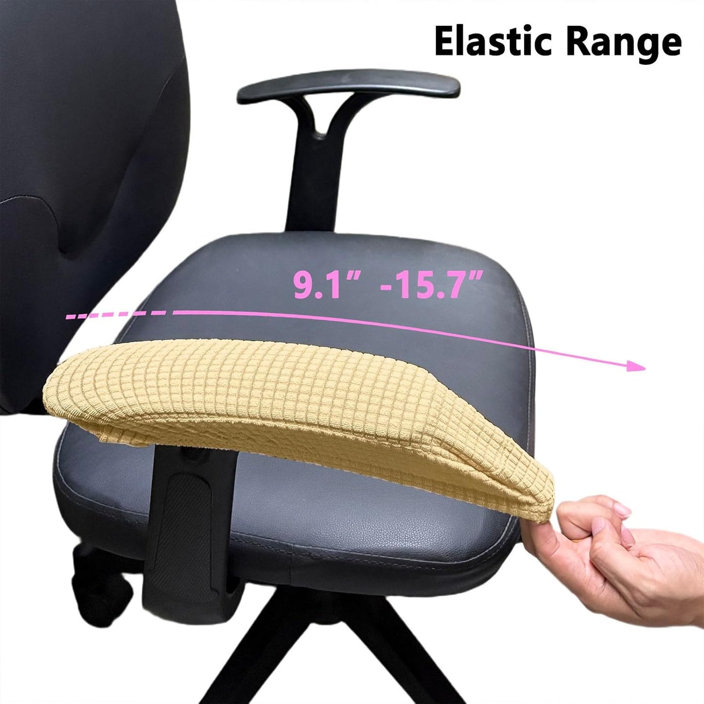 Melaluxe Office Chair Armrest Covers, Stretchable Removable Washable Chair Arm Covers, Elastic Desk Computer Gaming Chair Arm Rest Protector Slipcovers (Black)