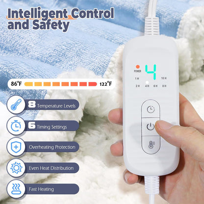 Wearable Heated Blanket with Foot Pocket, Electric Wearable Throw Blanket with Sleeves, Hood, Portable Heated Blanket with 8 Heat Settings, 1-10 Hours Auto Shut-off, Gift for Family, Friends, 50*70"