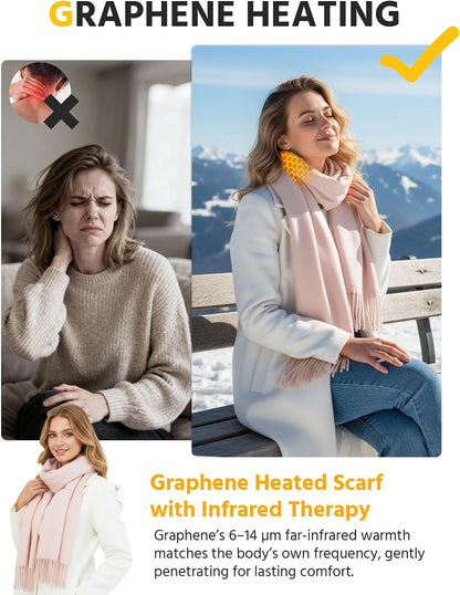 Wulcea Graphene Heated Scarf For Women 5V2A 6000mAh Fast Charge Large Capacity Battery