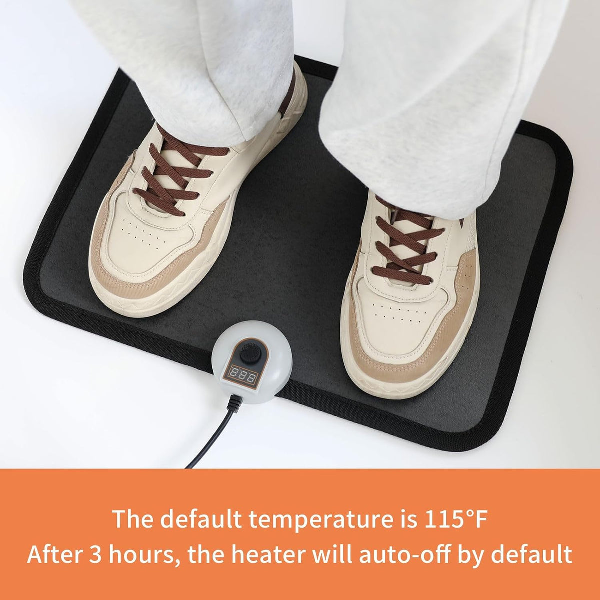 Electric Heated Floor Mats Under Desk, Heated Foot Warmer - 110v Toes Warming Heater for Office and Home(Stone Grain)