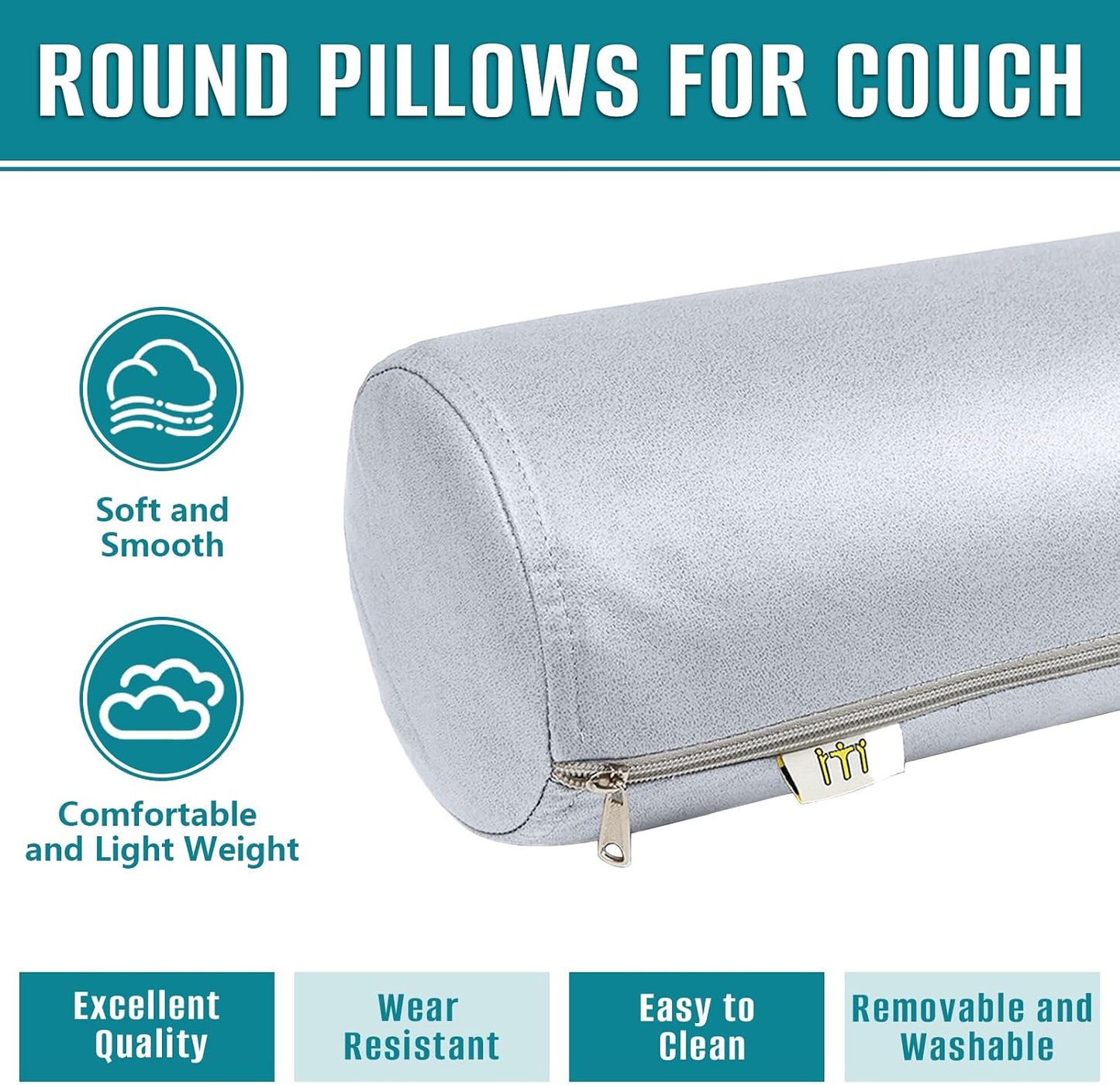 2 Pack Neck Roll Pillow, High-Density Foam Cylinder Bolster Pillow for Neck, Back & Lumbar Support, Ergonomic Round Pillow for Side Sleepers, Sleeping, Removable Washable Cover (7.9''x23.6'' Orange)