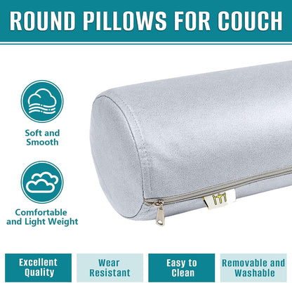 2 Pack Neck Roll Pillow, High-Density Foam Cylinder Bolster Pillow for Neck, Back & Lumbar Support, Ergonomic Round Pillow for Side Sleepers, Sleeping, Removable Washable Cover (7.9''x23.6'' Orange)