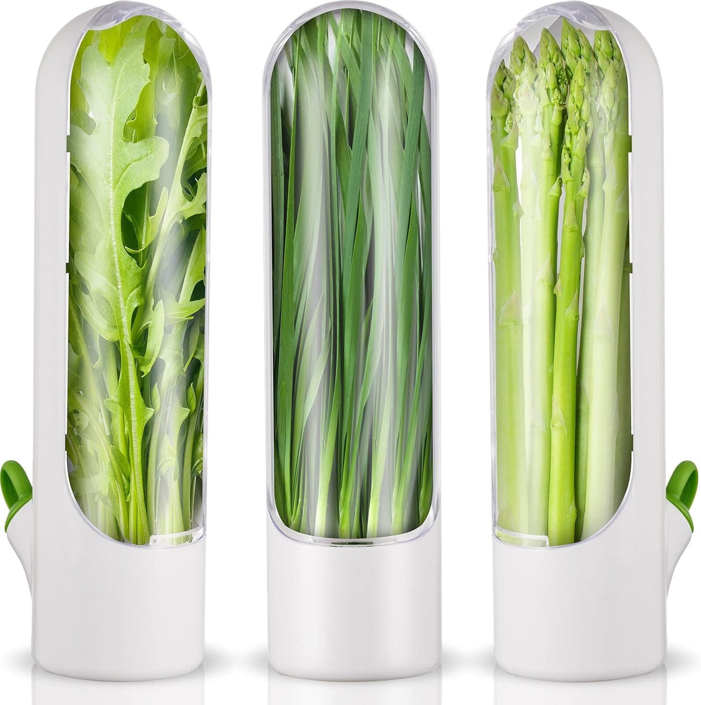Lallisa Herb Saver Pod Herb Keeper Vegetable Fresh Cilantro Containers for Refrigerator Keeping Bottle Herb Preserver for Mint Fridge Storage, Keeps Greens Fresh for 2-3 Weeks (3 Pcs)