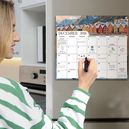 2026-2027 Magnetic Calendar for Refrigerator, Apr 2026-Dec 2027 | 21-Month Fridge Calendar 2026-2027 for Home Planning, Scheduling and Easy Organization, Greenery