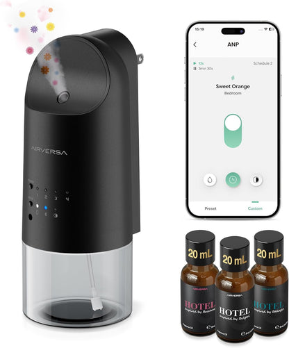 Airversa Smart Waterless Diffuser Plug in Wall for Essential Oils, 160mL, App Control Scent Diffuser with Buttons, Up to 800 sq ft, Oil Diffuser for Home, Room, Spa, Office, Studio, ANP White