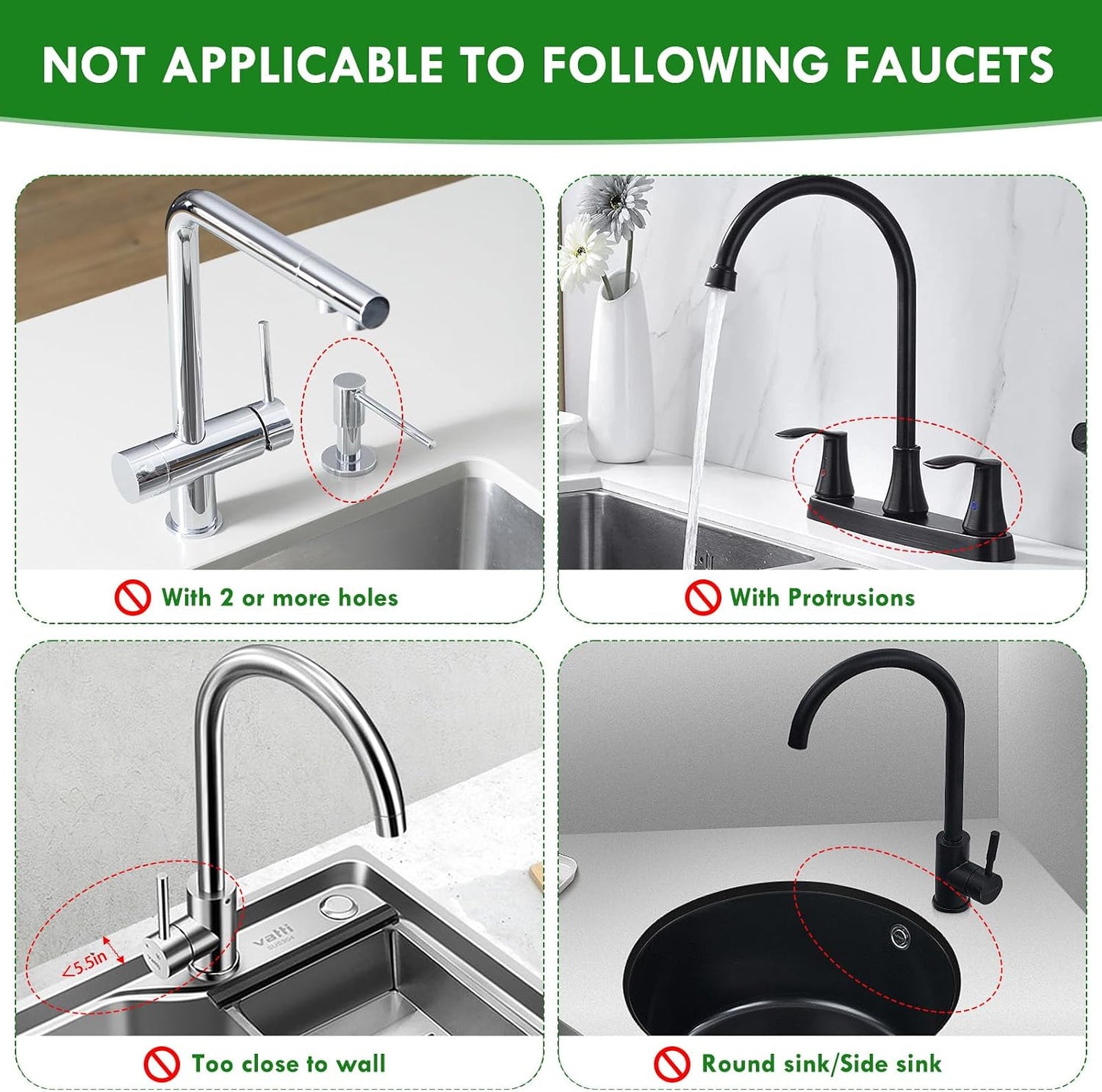 17” x 5.5” Silicone Faucet Handle Drip Catcher Tray Mat, Silicone Faucet Mat Dish Soap Sponge Holder for Kitchen Sink, Drying Mat for Kitchen Counter Bathroom Kitchen Sink Splash Guard - Black
