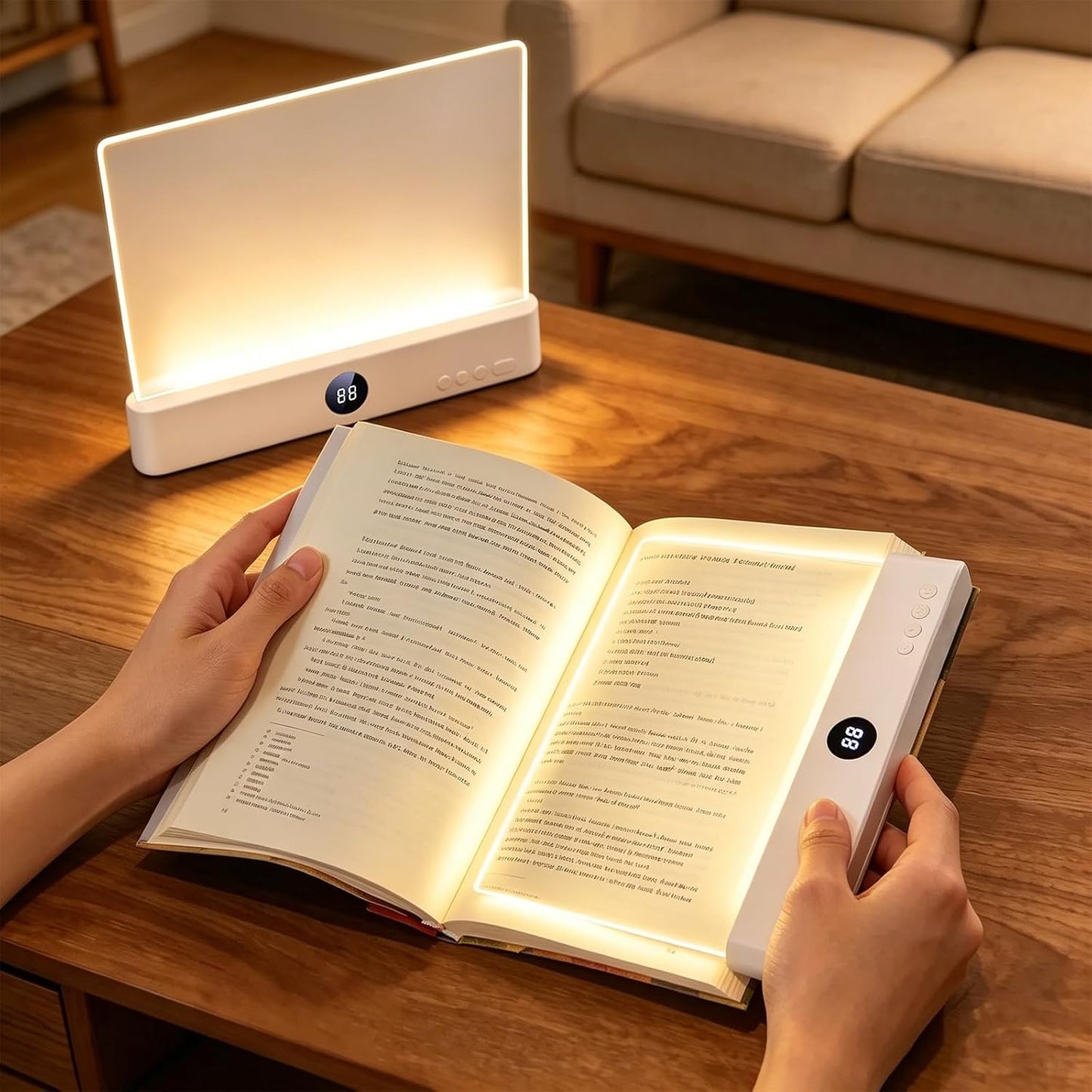 Choudao LED Book Light & Night Light 2 in 1, Flat Reading Light, Black | 3 Color Temperatures & Stepless Dimming, USB Rechargeable Full Page Light with Timer for Night Reading in Bed