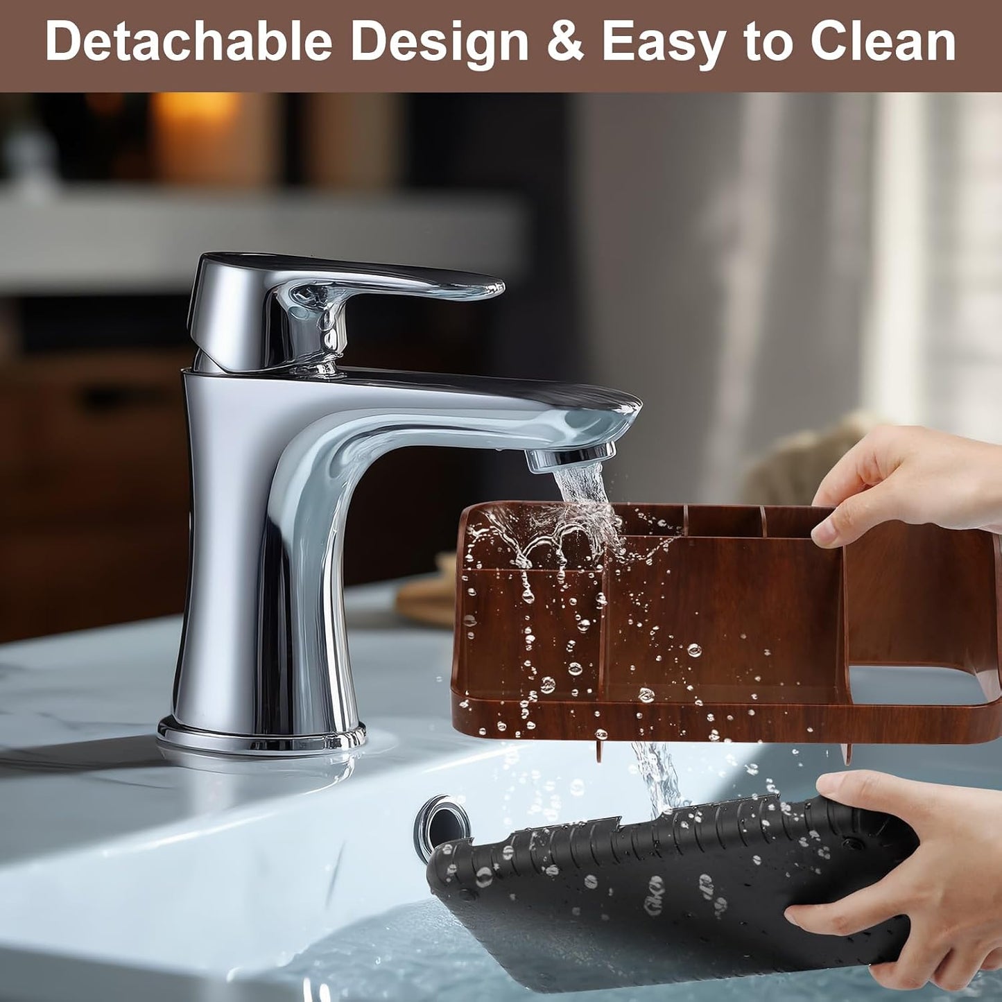 GFWARE Black Toothbrush Holder - 7 Slots Bathroom Organizer Countertop with Drainage Matte Black Electric Toothbrush and Toothpaste Holder for Bathroom Accessories Organization Vanity Sink Storage | Detachable 7 Slots Matte Black Kid Electric Toothbrush