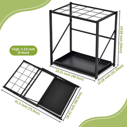 Colingmill Folding Umbrella Storage Stand Rack Holder Organizer Free Standing Umbrella Rack with Removable Drip Tray for Entryway Home Office Hotel Entry Hallway (L35.51 X W11.89 X H19.69 Inch)