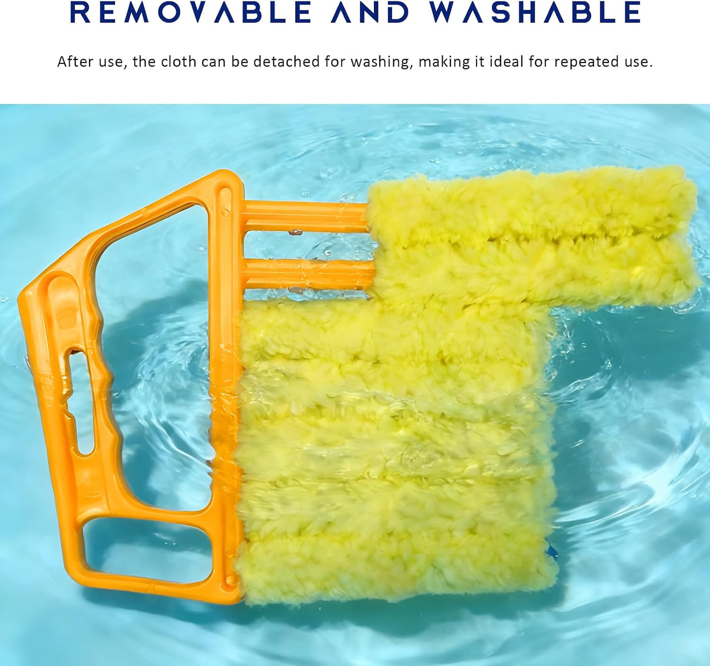 3 PCS Blind Cleaner Duster Tool, 7 Finger Detachable Duster Auto Air Conditioner Cleaning Tool, Washable Dusting Brush Handheld Cleaner for Vehicle Air Vents Blinds (Yellow)