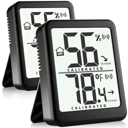 2 Pack Room Thermometer Small Hygrometer Indoor Humidity Monitor Sensor, Digital Temperature and Humidity Meter Gauge for Home, Baby Nursery, Reptile, Greenhouse - Battery Included