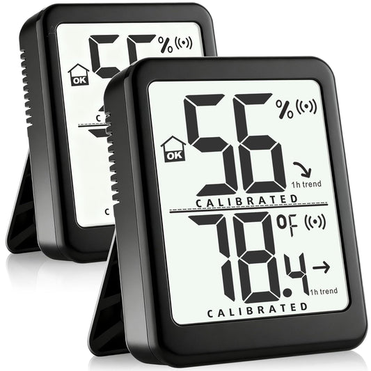 2 Pack Room Thermometer Small Hygrometer Indoor Humidity Monitor Sensor, Digital Temperature and Humidity Meter Gauge for Home, Baby Nursery, Reptile, Greenhouse - Battery Included