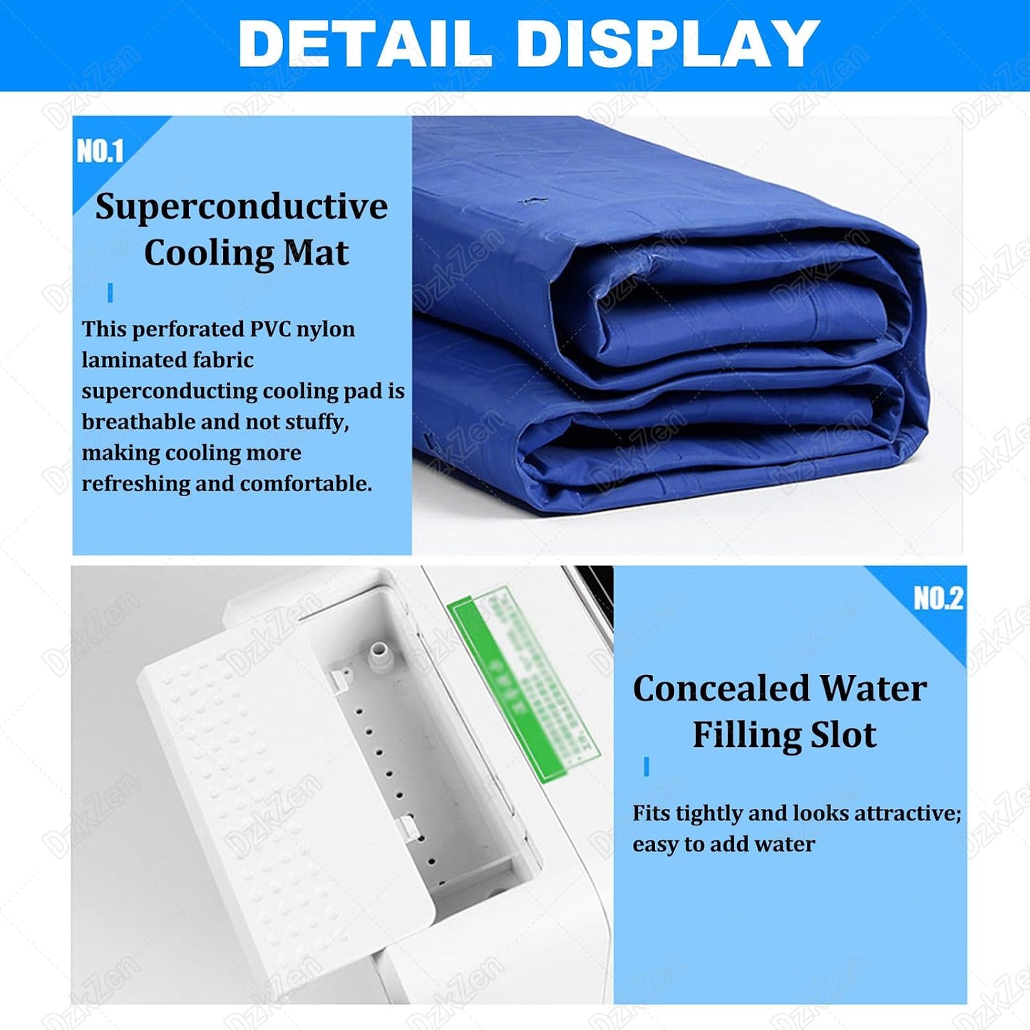 Cooling Mattress Pad with Remote Control, Bed Fan Cooling System, with 4 Speeds & Timer, 2.5l Capacity, Quiet Operation, Water Return for Hot Sleepers 160cm*70cm
