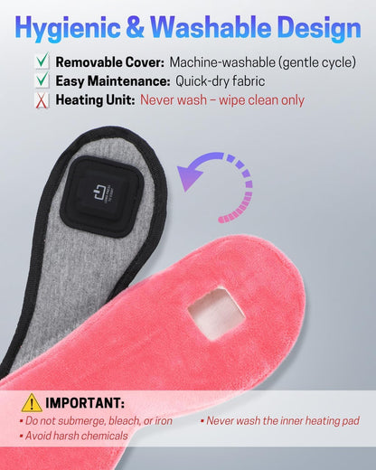 Heated Eye Mask for Dry Eyes, Stye Relief and Improved Sleep - Cordless Rechargeable Warm Compress with Graphene Heating, 3 Temp Settings, Auto Shut-Off, Washable Sleep Mask for Travel