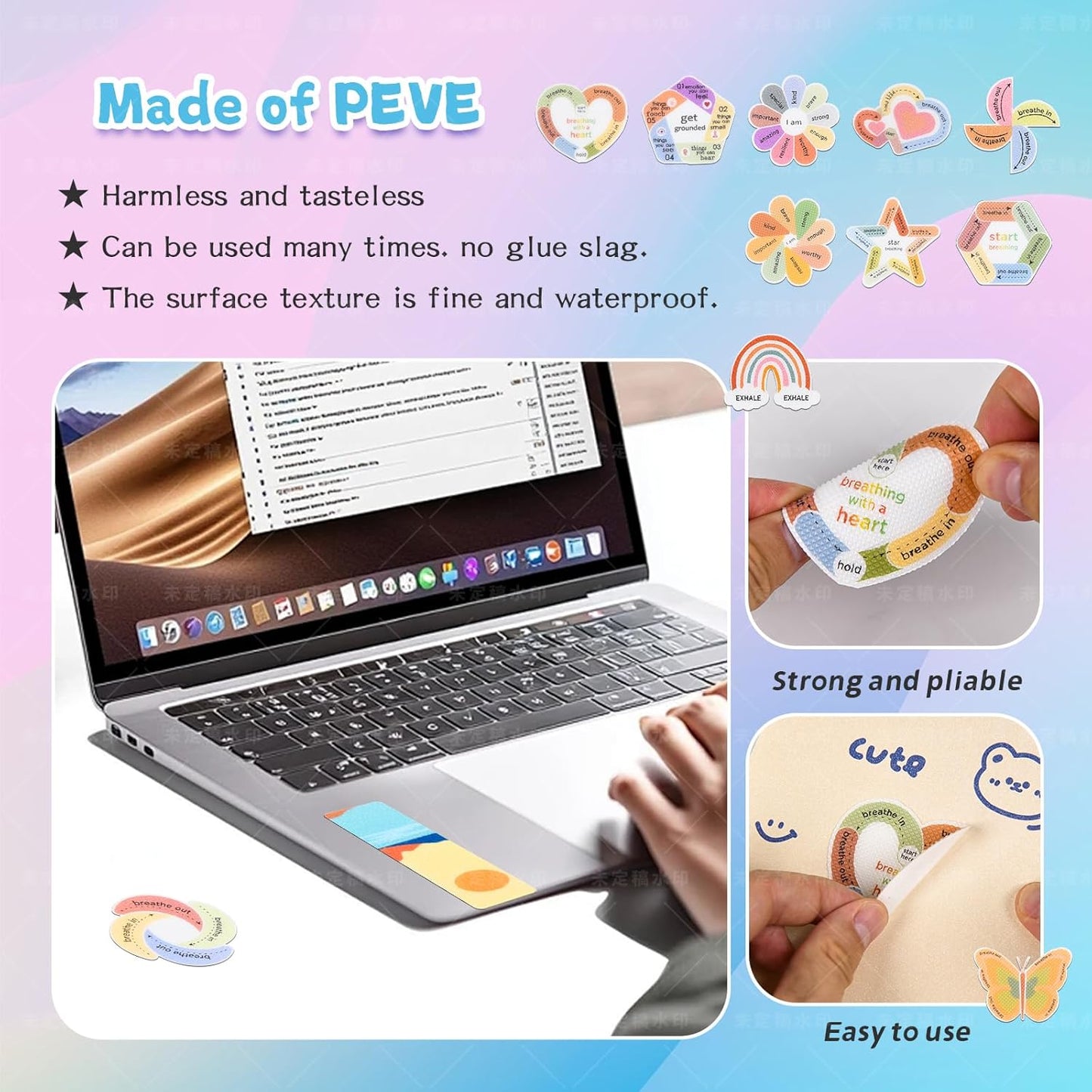 102 Pieces Sensory Stickers for Calm, 2 Texture Styles, Anxiety Relief | Calming Sensory Tool for Mindfulness, Stress Relief & Focus, Fidget Stickers for Adults & Teens, Office, Home & Desk Use