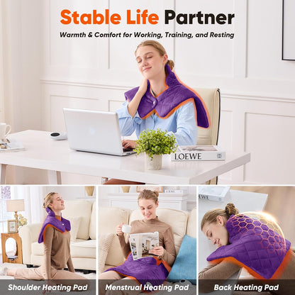 Weighted Heating Pad for Neck Shoulders and Back, Mothers Day Gifts for Mom Wife Grandma, Birthday Gifts for Women Men Dad, Instant Electric Heated Blanket with 9 Heat Options 4 Auto-Off Timer, Grey