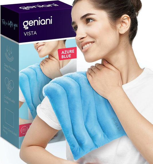 GENIANI Microwavable Heating Pad for Neck and Shoulders with Herbal - Calming Weighted Cordless Neck Wrap - Heat Pad - Hot and Cold Compress (Cloud Grey)