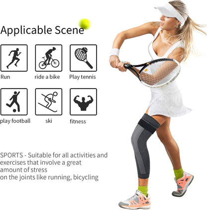 Full Leg Sleeves Long Compression Leg Sleeve Knee Sleeves Protect Leg, for Man Women Basketball, Arthritis Cycling Sport