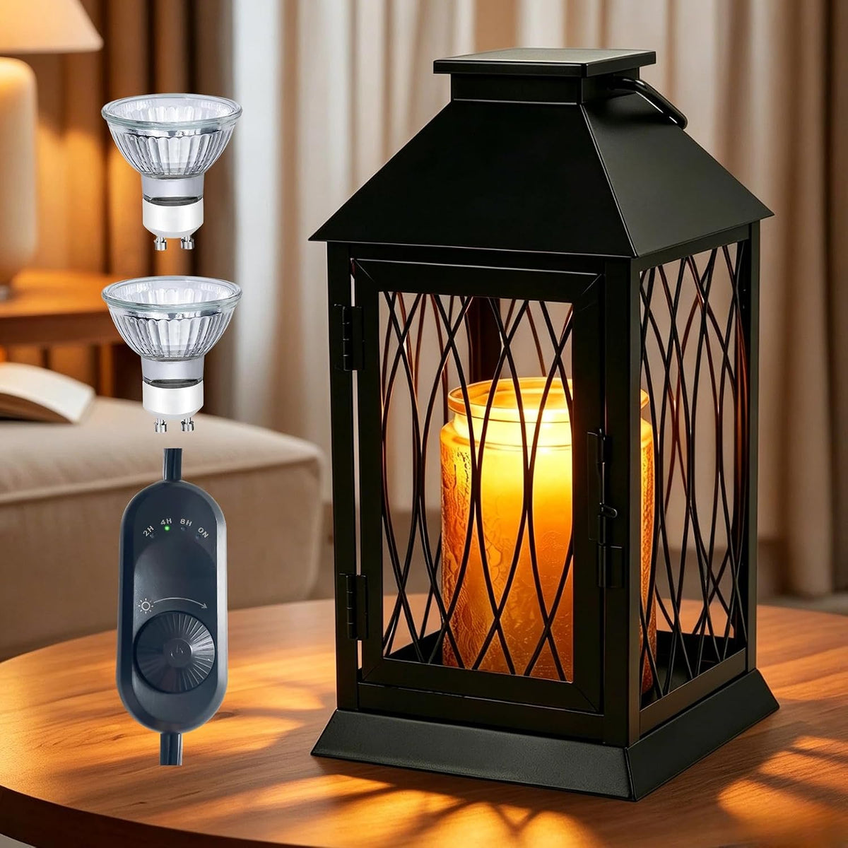 Candle Warmer Lamp with Timer, Farmhouse Rustic Lantern