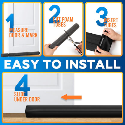 Comfyanno Under Door Draft Stopper - Bottom Door Gap Filler & Seal - Fits 30” to 36” Door, Double Side Block Noise, Sound, Air, Bugs, Dust, Easy to Install, No Adhesive, Black