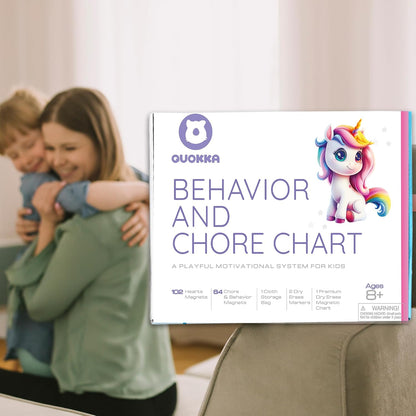 Magnetic Chore Chart for Kids - Reward Behavior Chart for Kids at Home | Dry Erase Morning Routine Schedule Board - Responsibility Star Chart for Toddlers 3-5 - 48 Magnets and 49 Stars